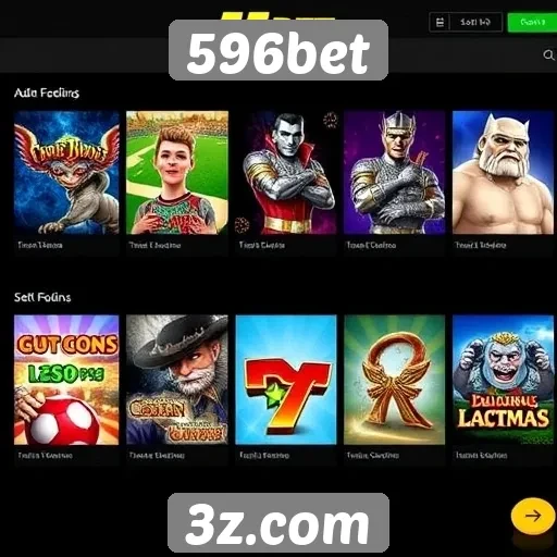 Variedade de jogos disponíveis no 596bet